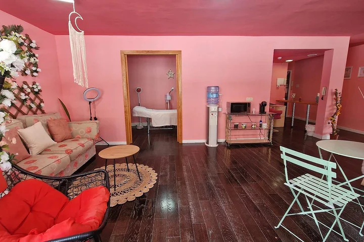 Treatment room with massage bed