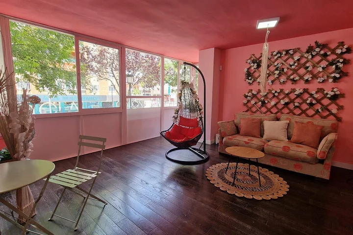The swing chair by the sunlit window